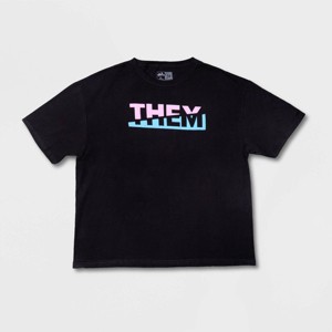 Pride Adult Short Sleeve 'They/Them' T-Shirt - Black - 1 of 2