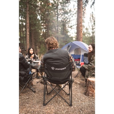 Black and Gray Polyester Folding Camping Chair with Mesh Backrest