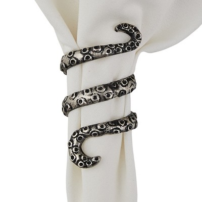 Split P Silver Octopus Napkin Ring Set of 4