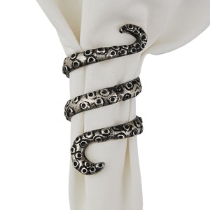 Split P Silver Octopus Napkin Ring Set of 4 - 1 of 4
