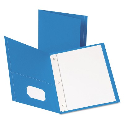 Oxford Twin-Pocket Folders with 3 Fasteners Letter 1/2" Capacity Light Blue 25/Box 57701