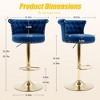TUYOHW Velvet Swivel Bar Stools Set of 2,Adjustable Height Bar Chair with Gold Base,Modern Bar Chair for Kitchen Islands,Dining Room,Cafe - 2 of 4