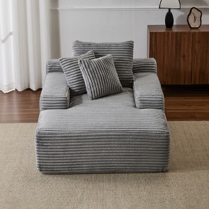 Whisen Modern Corduroy Single Sleeper Sofa & Chaise Lounge Chair & Daybed with Accent Pillows, No Assembly Required - 1 of 4