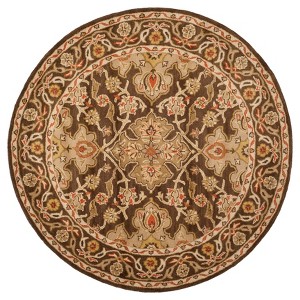 Brown Abstract Tufted Round Area Rug - (6