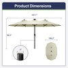 Maggift  15ft Large Patio Umbrella with Solar Lights, Twin Umbrella Outdoor Patio, Double-Sided Rectangle Market Umbrella for Garden, White 181.1" - 3 of 4