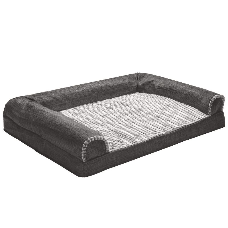 FurHaven Luxe Fur & Performance Linen Memory Foam Sofa Dog Bed, 5 of 6