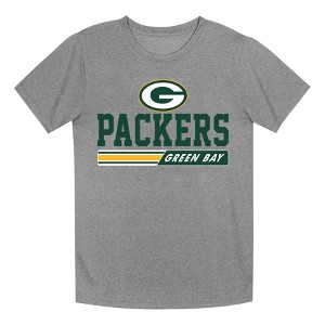 NFL Green Bay Packers Boys' Gray Heather Short Sleeve Poly T-Shirt - 1 of 1