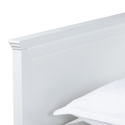 White Wood Twin Daybed with Upholstered Headboard and Slats
