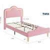 COZONY Twin Size Upholstered Bed Frame with Adjustable Headboard & Footboard, Velvet Princess Platform Bed for Kids, Sturdy Wood Slats, Easy Assembly - 2 of 4