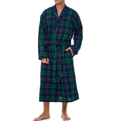 ADR Men's Lightweight Flannel Robe, Soft Cotton
