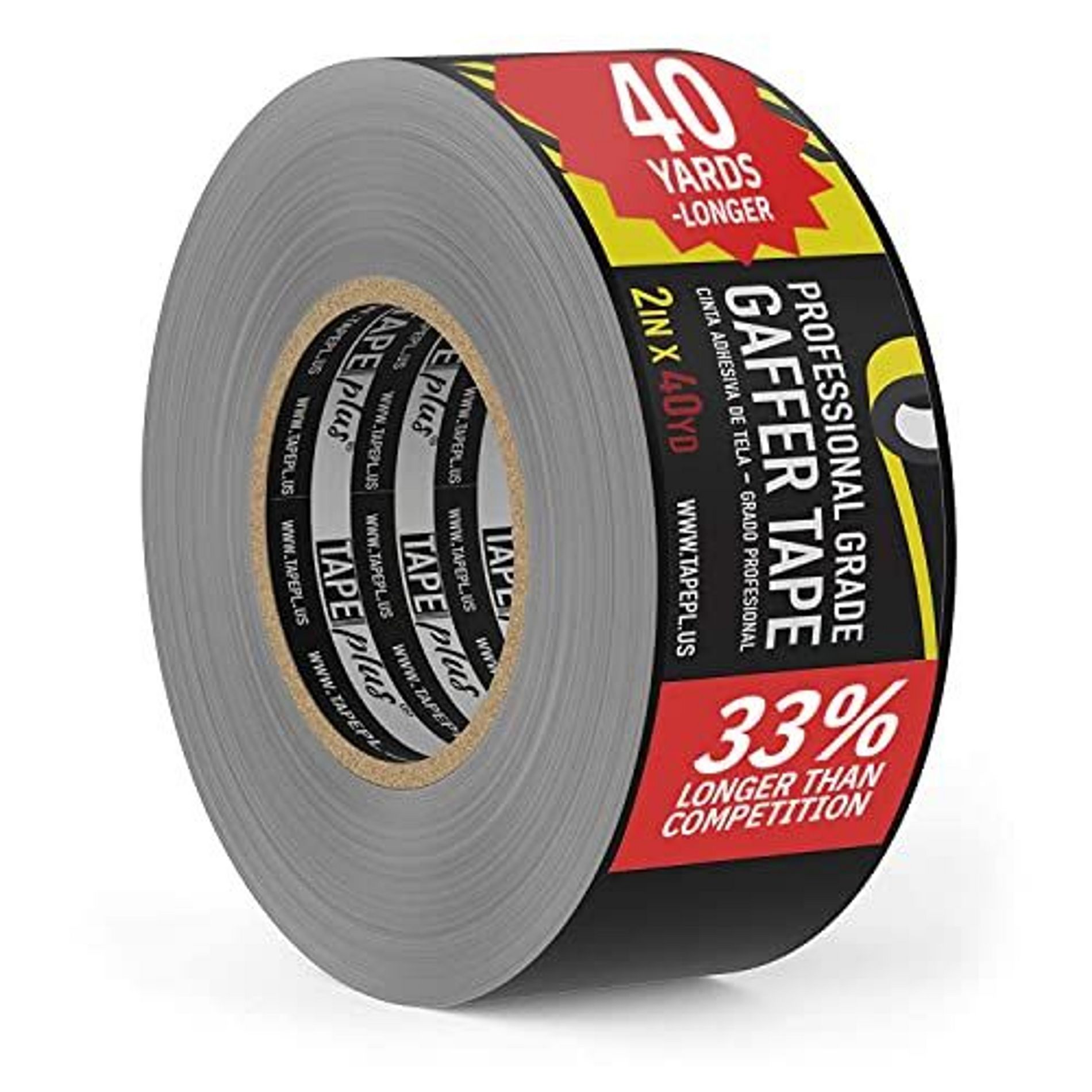 Tape Plus Gaffer Tape - 2 Inch x 40 Yards (120 Feet) Black Tape - Used for Gaff Tape, Duct Tape, Electrical Tape & More