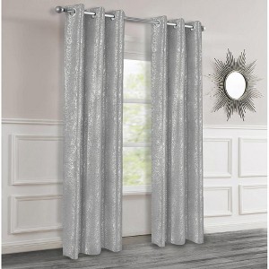 2pc Dainty Home Artistic 100% Blackout Grommet Curtain Panel Pair with 3D Lurex Texture - 1 of 4