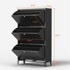 RISOKEYS  Drawer Steel Shoe Cabinet, Freestanding Shoe Rack Storage Organizer with Flip Door,Shoe Cabinet for Entryway, Hallway, Bedroom,Black - 4 of 4
