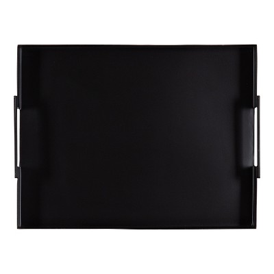 Sleek Black Metal Rectangular Serving Tray with Handles