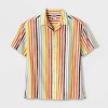 Pride Adult Short Sleeve Rainbow Woven Button-Down Shirt - Striped - image 3 of 4