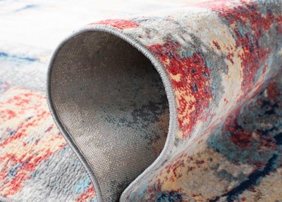 Jasper 8' x 10' Grey and Red Abstract Synthetic Rug