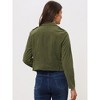 Allegra K Women's Notched Lapel Zip Up Long Sleeve Motorcycle Corduroy Jacket - 4 of 4