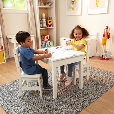 White Wooden Kids Table and Chairs Set
