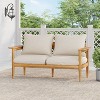 Christopher Knight Home Kara 61" Outdoor Acacia Wood Loveseat with Water-Resistant Cushions and Slat Open Back - 2 of 4