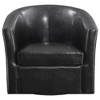 Leatherette and Wood Swivel Armchair with Retro Barrel Back, 360¡ã Rotation and Sloping Arms - 3 of 4