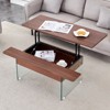 FONTOI Multifunctional Lift Top Coffee Tables with Marble Pattern&Glass Legs&Non-Slip Feet for Living Room Bedroom Office, Dark Brown, - 2 of 4