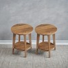 Set of 2 Round End Table Farmhouse Small Side Table Living Room Corner Table Drink Table Rustic Walnut - 4 of 4