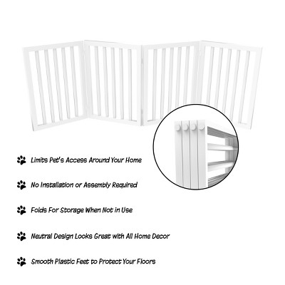 White Freestanding 4-Panel Plastic Pet Gate for Doorways and Stairs