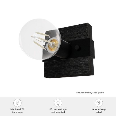 Natural Black Iron and Dark Ash Wall Sconce Light Fixture