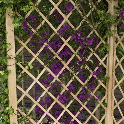 Natural Fir Wood Corner Trellis Garden Bench with Slatted Seat