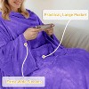 Catalonia Adult Wearable Fleece Blanket Snuggie with Foot Pockets, Super Soft Micro Plush Wrap Blanket Long Robe Loungewear, Cozy Gift for Woman Man - 3 of 4
