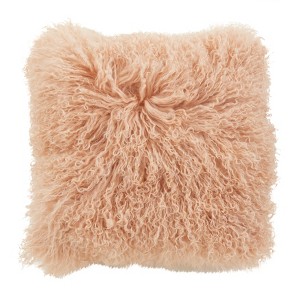 Saro Lifestyle 100% Wool Mongolian Lamb Fur Throw Pillow With Poly Filling - 1 of 3