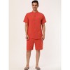 Lars Amadeus Men's Linen Band Collar Button Down Short Sleeves Shirt Shorts Set 2 Pieces - 3 of 4