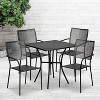 Emma and Oliver Commercial Grade 28" Square Metal Garden Patio Table Set w/ 4 Square Back Chairs - image 2 of 4