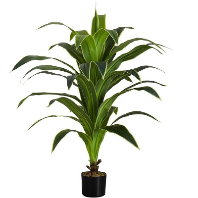 47" Tall Green Artificial Dracaena Tree in Black Pot