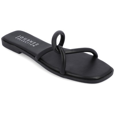 Journee Collection Womens Lauda Vegan Leather Slip On Sandals