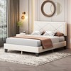 NicBex Queen Modern Upholstered Bed Frame with Velvet Headboard,Platform Bed Frame with Rivet Design,No Box Spring Needed,Easy Assembly,Beige/Blue - 2 of 4