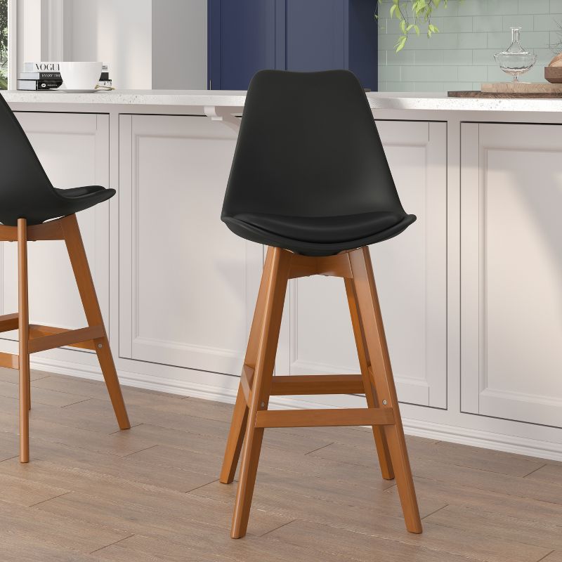 Flash Furniture Dana Set of 2 Commercial Grade Modern Counter Stools with Cushioned Seat and Wooden Frame, 3 of 13
