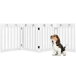 Costway 24'' Folding Wooden Freestanding Pet Gate Dog Gate W/360° Hinge White