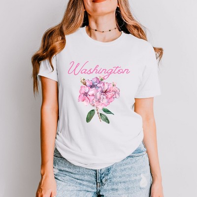 Simply Sage Market Washington Flower Colorful Short Sleeve Tee