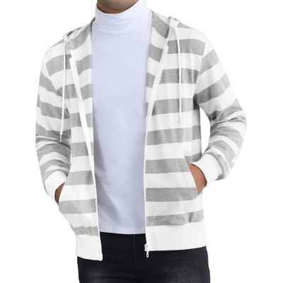Lars Amadeus Men's Zip Up Long Sleeves Color Block Striped Hoodies