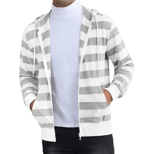 Lars Amadeus Men's Zip Up Long Sleeves Color Block Striped Hoodies - 1 of 4