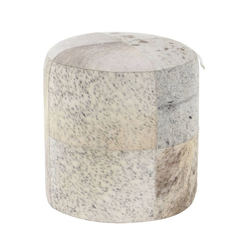 Contemporary Round Cowhide Leather Stool Ottoman - Olivia & May, 5 of 31