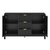 Entryway Cabinet with Wave Design - 3 Adjustable Shelves, 3 Drawers & Soft-Close Doors, Storage Console Table with Metal Handle for Hallway - 3 of 4