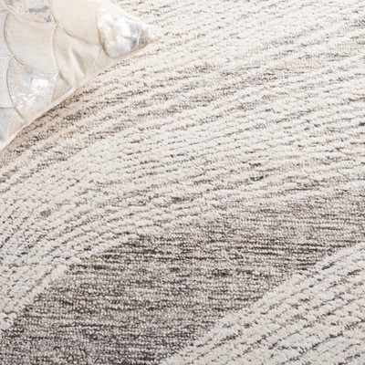 Ivory and Charcoal Abstract Handmade Wool 6' x 9' Area Rug