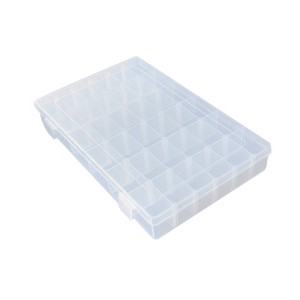 Unique Bargains Clear 36 Slots Adjustable Jewelry Rings Storage Box Plastic Container Organizer - 1 of 4
