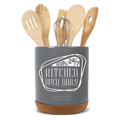 Elanze Designs Open Daily Grey X-Large Cork Bottom Kitchen Utensil Holder