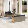 vidaXL 6 Piece Patio Sofa Set with Cushions - Gray Poly Rattan - 2 of 4