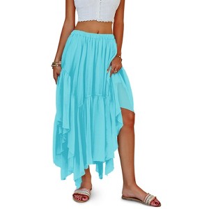 Imily Bela Womens Summer Boho Maxi Skirt Casual Asymmetric High-Low Hem Flowy Bohemia Long Skirt - 1 of 4