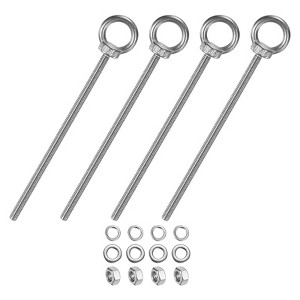 Unique Bargains Stainless Steel Durable Rust-Resistant Eyebolts with Nuts Washers Male Screw for Fastening 10 Pcs - 1 of 4