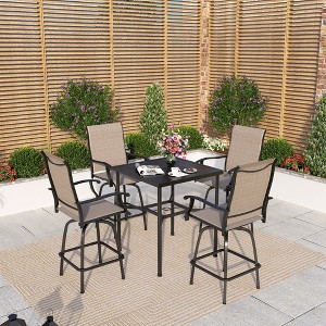 Captiva Designs 5pc Outdoor Patio Dining Steel Bar Table & High Bar Swivel Stools - 1 of 4